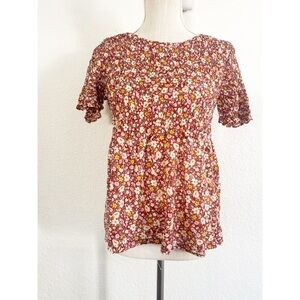 Style & Co. Peplum smocked Floral Print Blouse